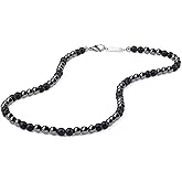 GAVU 6mm Men's Hematite Necklace Crystal Beaded Necklace for Men 20"/24"