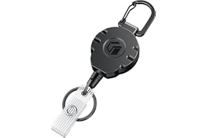 Uniclife Retractable Keychain Heavy Duty Carabiner Badge Holder Tactical ID Badge Reel for up to 8 oz with Stainless Steel Spring Coil 31.5 Inch Steel Wire Rope Retractable Lanyard Clip and Key Ring