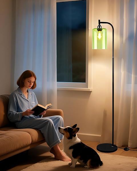 LIGHTDOT 64IN GLASS FLOOR LAMP FOR LIVING ROOM,...