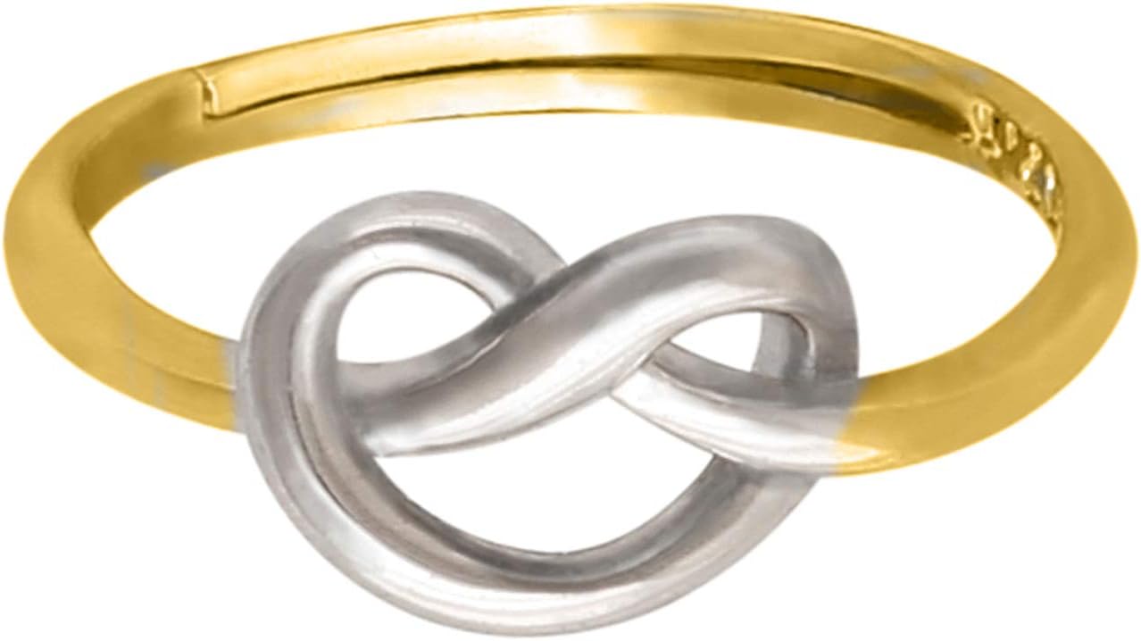 925 Sterling Silver Elegant Infinite Heart Knot in Special Infinity Love Adjustable Size Finger Ring for Woman & Girl