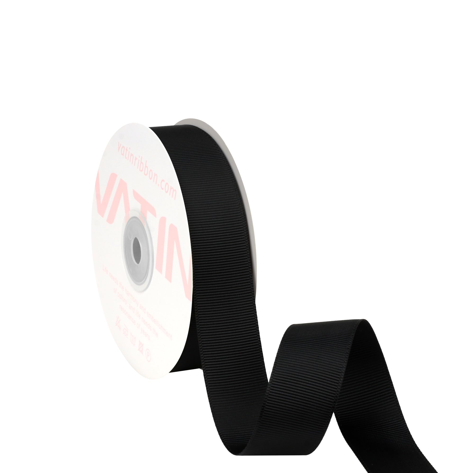 VATIN 25mm Grosgrain Ribbon, 45 Metre,23 Metre Each Roll Perfect for Wedding Decor, Wreath, Baby Shower,Gift Package Wrapping and Other Projects Black