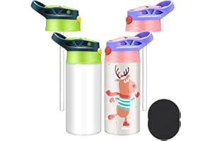 Guiqulai 2 Pack Kids Sublimation Tumbler, 12oz Sublimation Sippy Cup Blank Stainless Steel Sublimation Tumbler,Double Wall Insulated Kids Tumbler with 2 Pcs Replacement Straw Lid for Christmas Gift