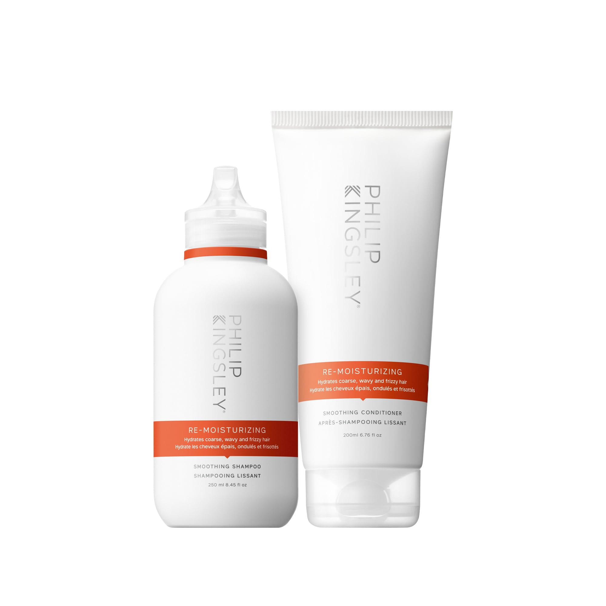 Philip Kingsley | Re-Moisturising Shampoo and Conditioner Set | Hydration Duo for Curly, Frizzy, Dry, Wavy Hair | Hydrates and Smooths Hair | 250ml and 200ml