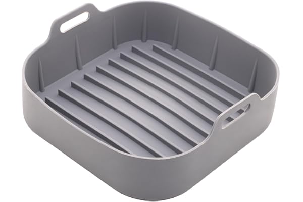 LYOR - Forma Quadrada de Silicone para Air Fryer Cinza 20Cm x 7Cm