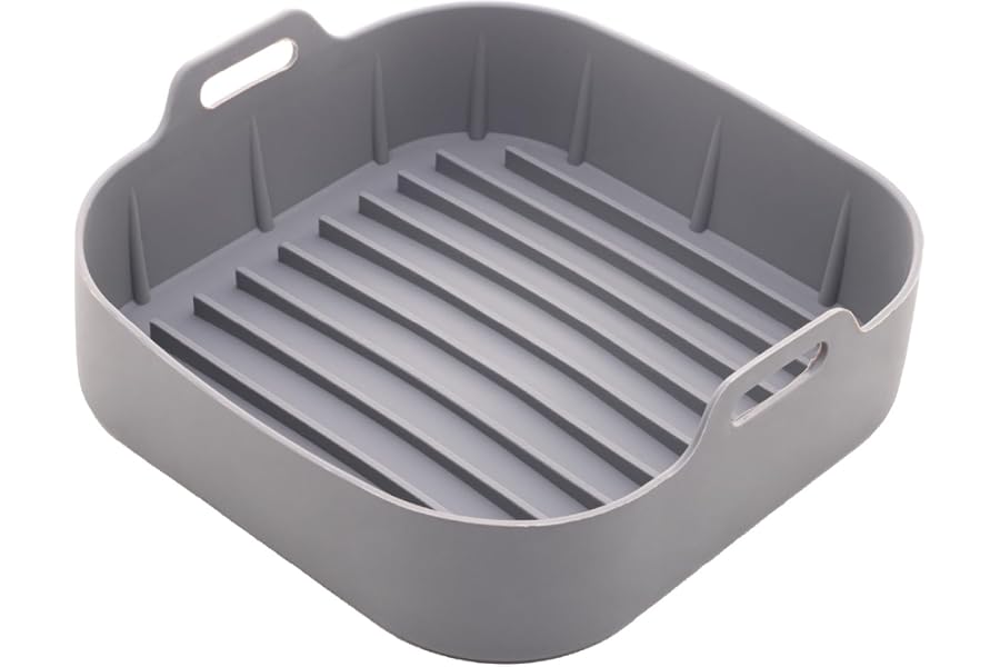 LYOR - Forma Quadrada de Silicone para Air Fryer Cinza 20Cm x 7Cm