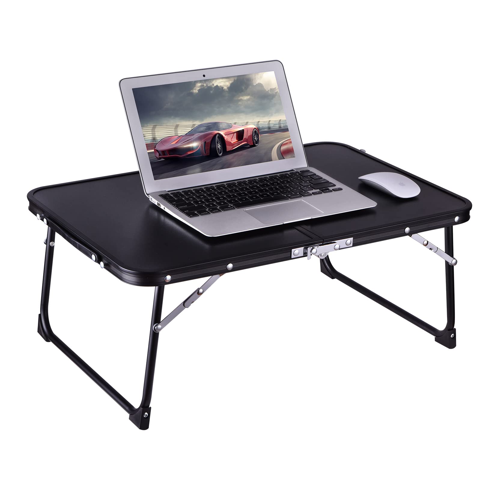 Photo 1 of Foldable Laptop Table, Bed Table for Study and Reading, Lap Desk Table, Breakfast Tray Table, Portable Mini Picnic Table, Folds in Half with Inner Storage Space