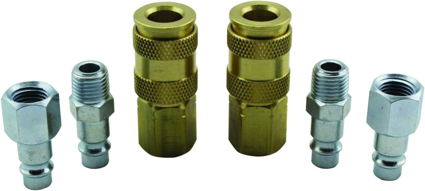 Milton S-217 1/4" NPT V Style Coupler and Plug Kit - 6 Piece - Automotive Air Conditioning Hose Fitting Products - 