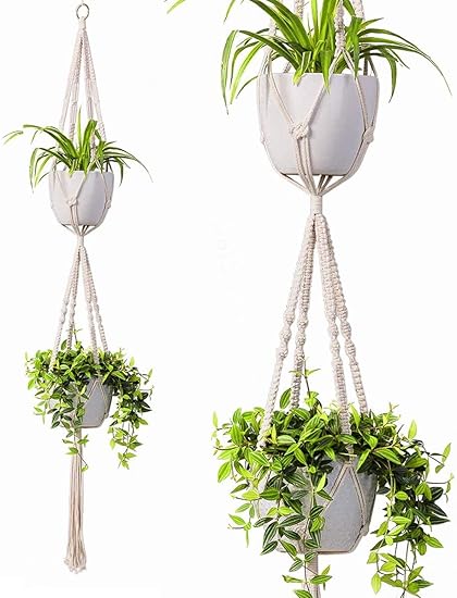 pepme Cotton Hanging Planter, White, 58 Inches long, Pack Of 1