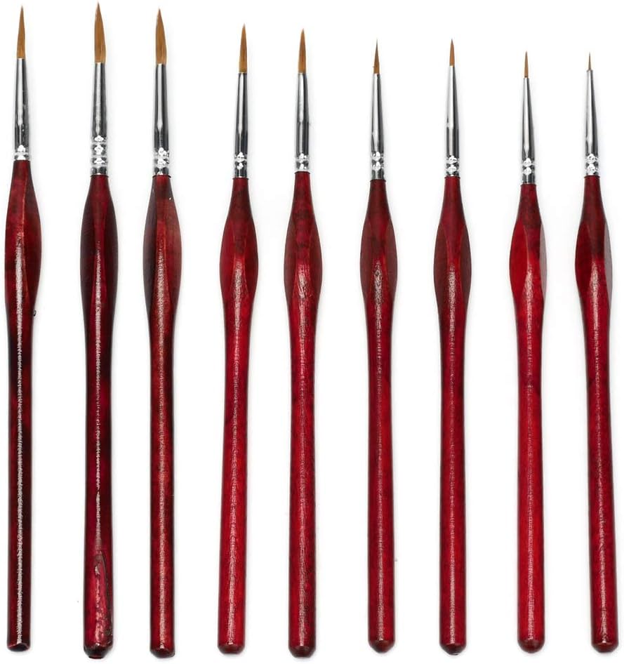 9 PCS Paint Brushes Set Nail Art Brushes Sable Hair Extra Fine Detail
