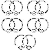 Ruifan 10PCS 316L Surgical Steel Captive Bead Rings Nose Belly Eyebrow Tragus Lip Ear Nipple Hoop Ring BCR 16G 6MM/8MM/10MM/12MM