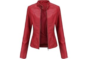 DEAR MODEL Faux Leather Jacket Women Bomber Jacket Women's Belted Motorcycle Jacket