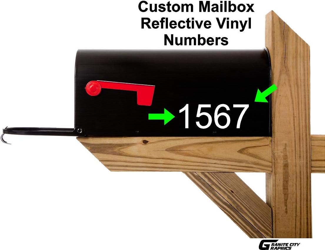 2-2" Custom Reflective Mailbox Numbers Decals, White or Black
