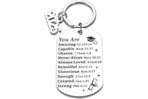 ACCOLIAMBER 2025 Graduation gifts for Him Her Class of 2025 Keychain Graduation Gifts for Women Men Middle senior High School College Grad Student Nurse Daughter Son Degree Inspirational Religious Christian gift