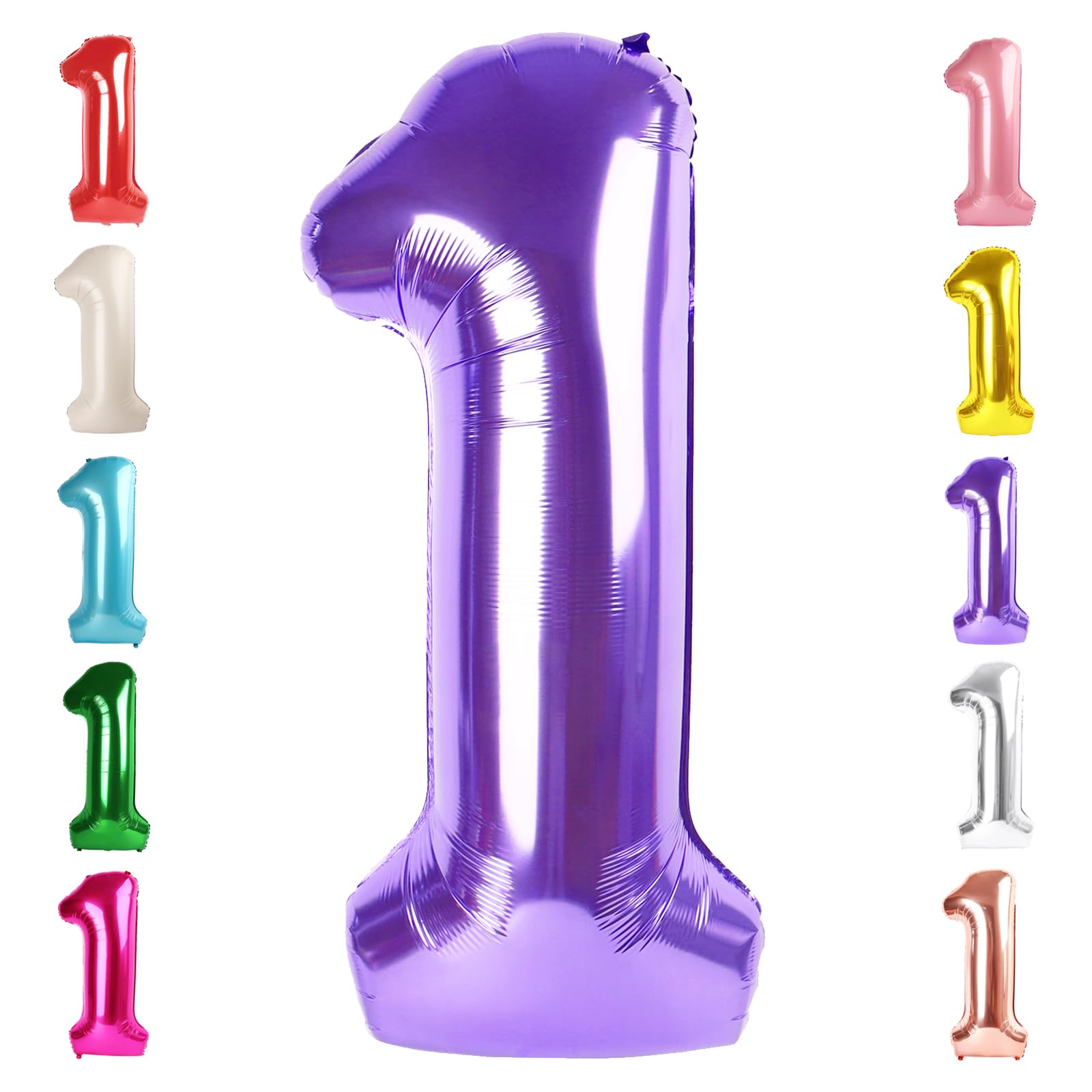 Photo 1 of Number Balloons 1, 40 Inch One Balloons for 1st Birthday Girl Boy 1 11 21 Party Decorations Baby Shower Photo Shoot, Purple 1 Balloon