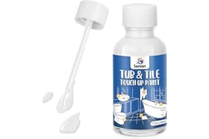 SENVEN Tub Tile Gloss White Paint Touch Up Paint Kit for Bathtub Porcelain Repair Scratches Cracks Chips on Porcelain Acrylic Enamel Cast Iron Tiles Sinks Toilets White