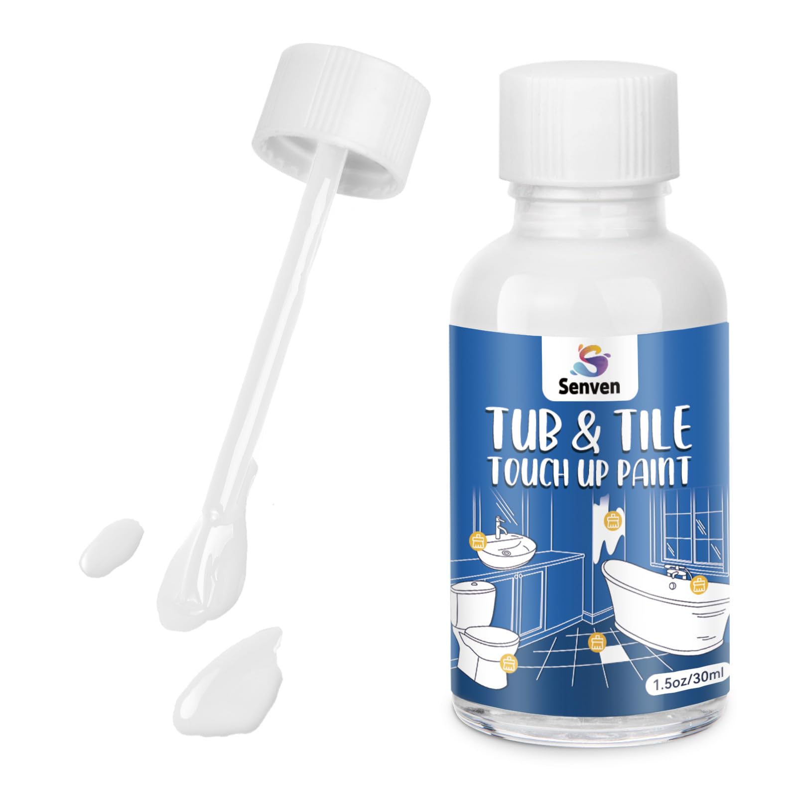Photo 1 of Tub Tile Gloss White Paint Touch Up Paint Kit for Bathtub Porcelain Repair Scratches Cracks Chips on Porcelain Acrylic Enamel Cast Iron Tiles Sinks Toilets White