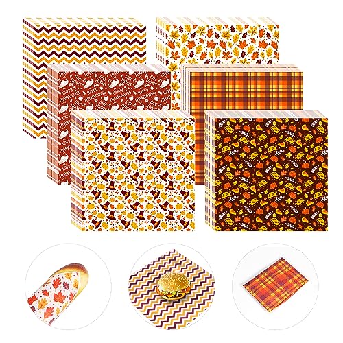 240Pcs Thanksgiving Wax Paper Dry Waxed Deli Paper Sheet 12x12 inch