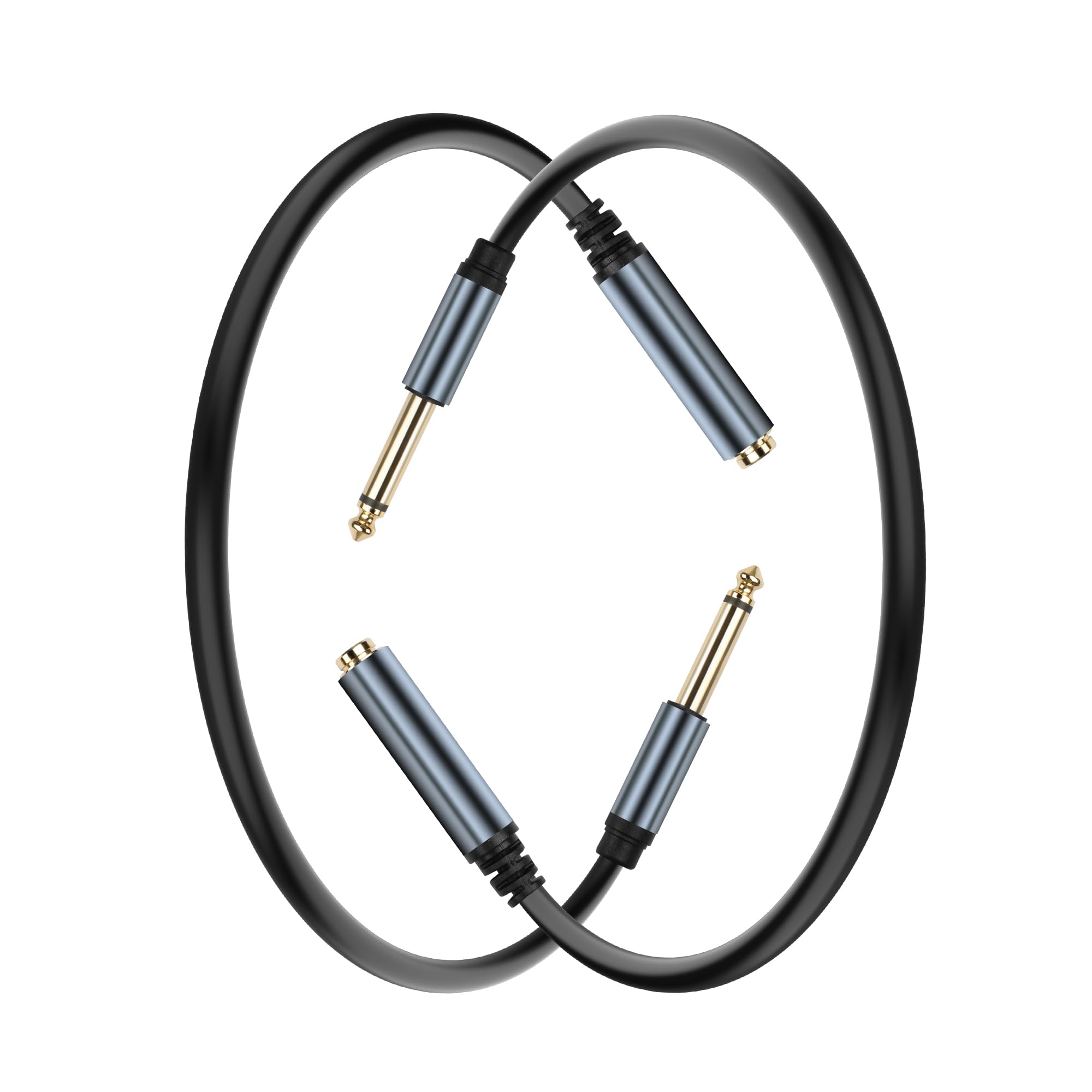 JSADZKJ 6.35mm Mono Audio Cable - 1/4 Inch TS Mono Male to Female Adapter Guitar Cable - Gold Plated - 30CM/0.98FT