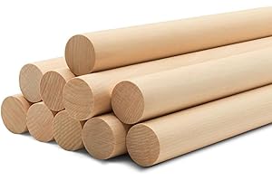 ALBO 1/2" x 36" Wooden Dowel Rods Set - 10 Pack Birch Natural Long Thin Craft Rods Furniture Parts Hangers Decor Hardwood San