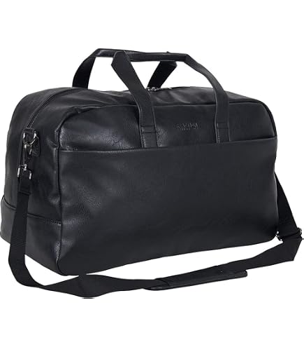 Amazon.com: AmeriLeather20 Leather Duffel Bag - Dual Zipper Travel Gym Bag  with Shoulder Strap Black : Clothing, Shoes & Jewelry