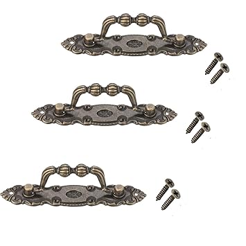 3pcs Vintage Antique Bronze Drawer Ring Pull Handles Cabinet Door