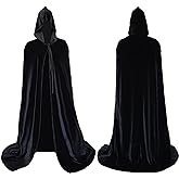 Velvet Cloak Cape Wizard Hooded Party Halloween Cosplay Costumes for Men Women 53”