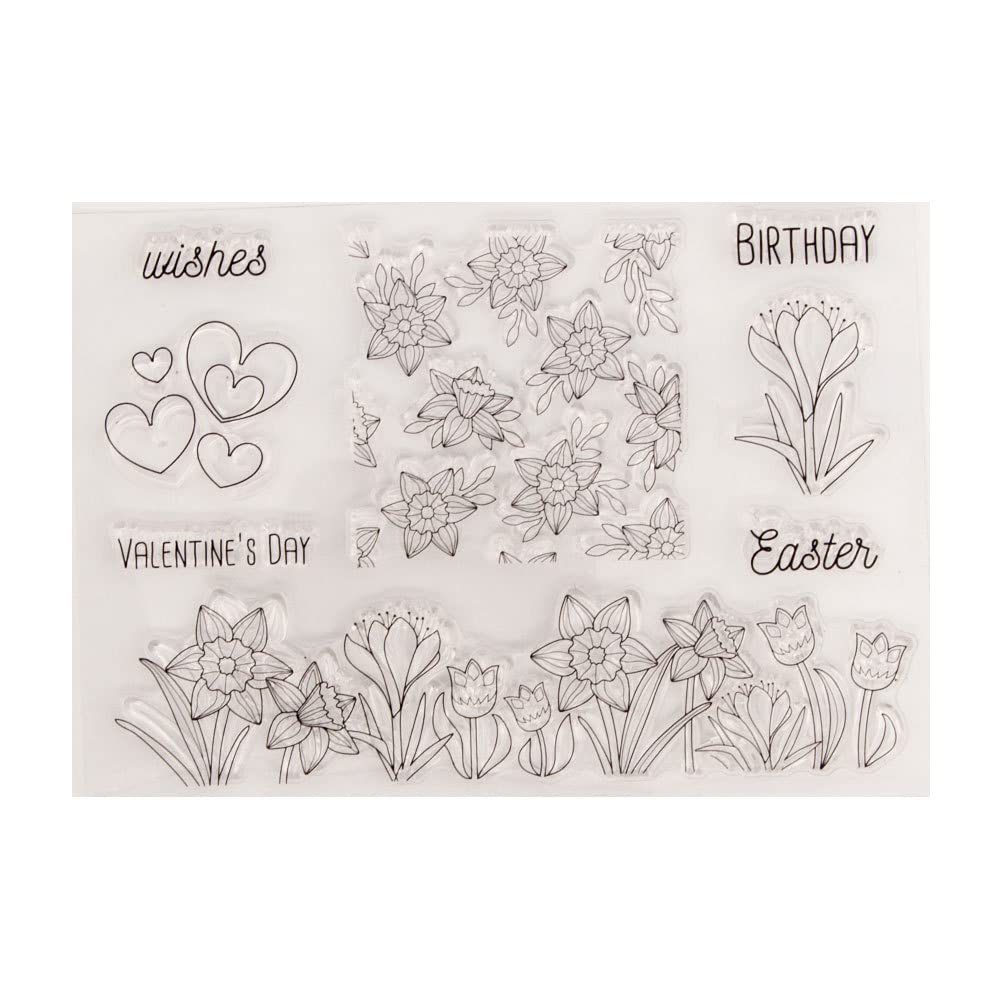 arriettycraft Flowers Leaves Spring Easter Clear Stamps for Cards Making Decoration Clear Stamps and DIY Scrapbooking