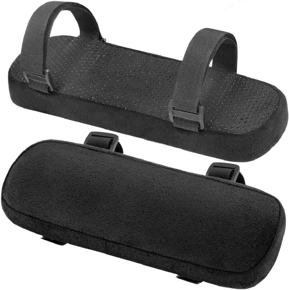 INTSUN Armrest Pad 2Pcs Padded Armrest Cushion Universal Arm Rest Pads with Adjustable Hook & Loop Fastener Elbow Pillow Memory Foam Arm Chair Covers for Office Chair, Wheelchair, Gaming Chair (Black) : Office Products