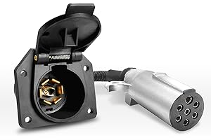 Agrieyes 7 Pin Round to 7 Way RV Blade Trailer Plug, Primium 12V Trailer Light Adapter, Connector for Semi Truck, Vehicle, Pickup, Tractor, SAE Standard