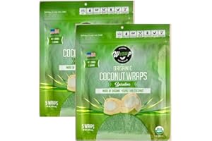 WrawP Spirulina 2 Pack Organic Coconut Wraps | Wheat-Free Gluten Free Paleo Wraps Non-GMO Vegan Friendly Sustainable Plant-Based Veggie Ethical Food Made in the USA (Pack of 2)