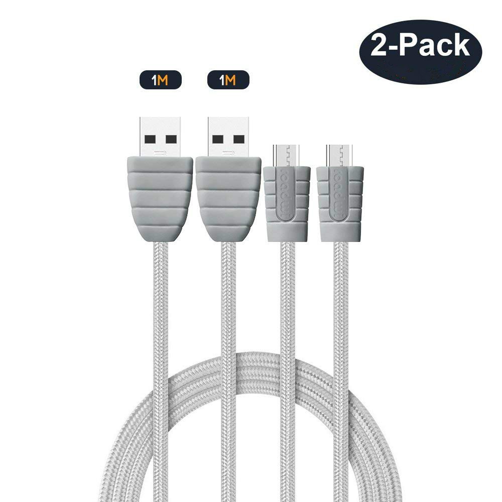 (2-Pack 3.3FT) USB Typ C Kabel, Roadwi USB 3.0 auf USB C-Kabel Nylon-Flechtschnur für Samsung Galaxy Note 8 S8, Google Pixel 2 XL, Moto ZZ2, LG V30 G5 G6 V20 Nintendo Switch Mehr (Grau)
