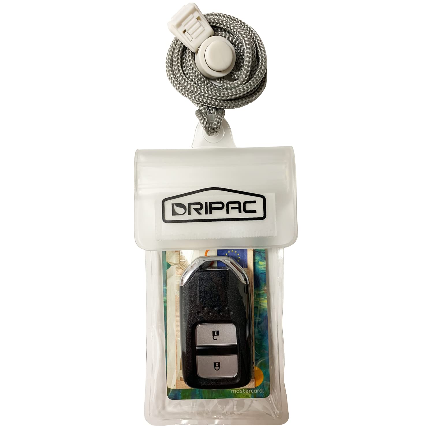 DRIPAC Waterproof Car Key FOB Case Waterproof Wallet Waterproof Holder Pouch For Key ID Badge Credit Card Money（White）