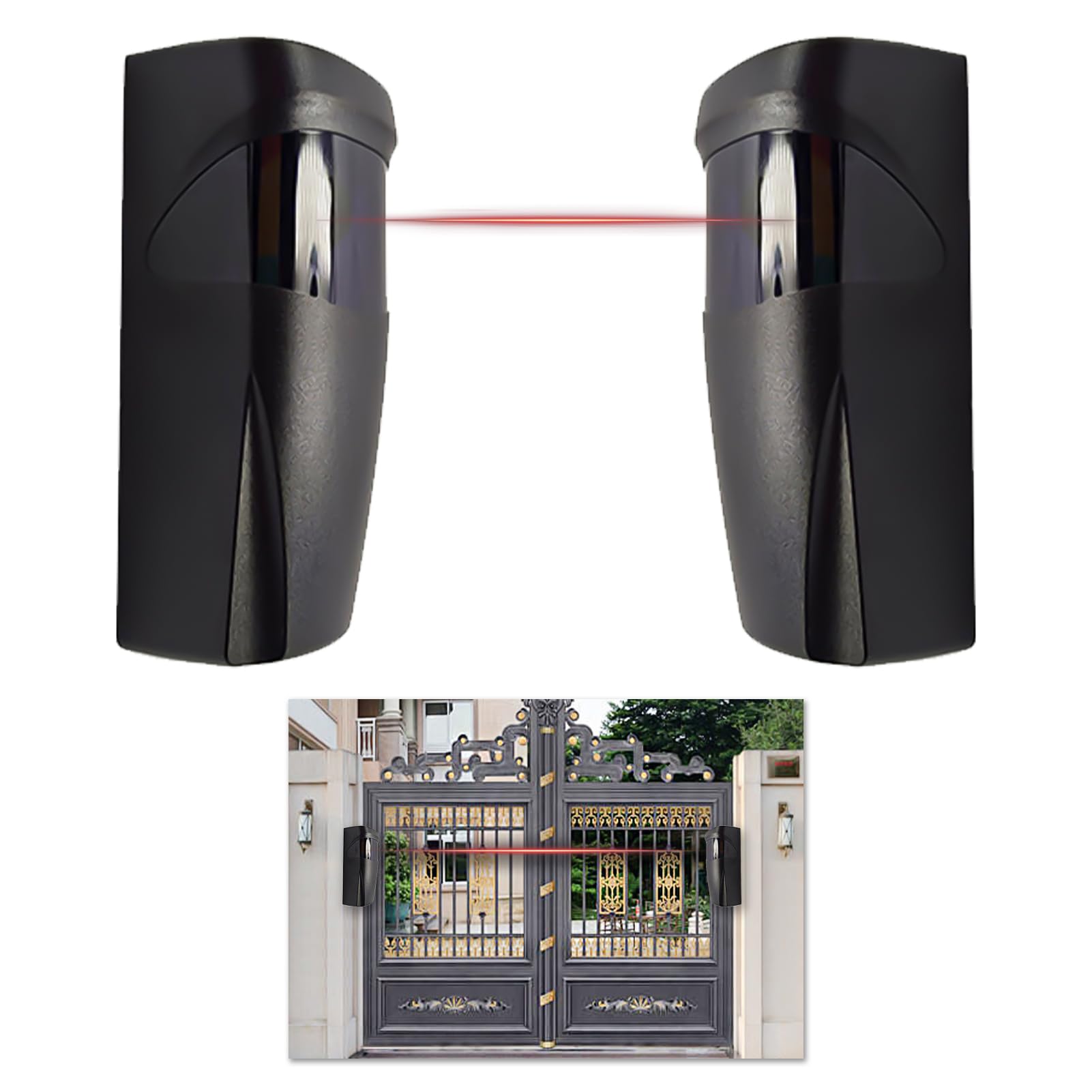 Gate Photocell Sensor, Pair of Universal Infrared Photocells for Outdoor Gates, 12V/24V AC/DC, 180° Adjustable, for Garage Doors, Automatic Gates, IP55 Rated, Long Detection Range, Easy Installation