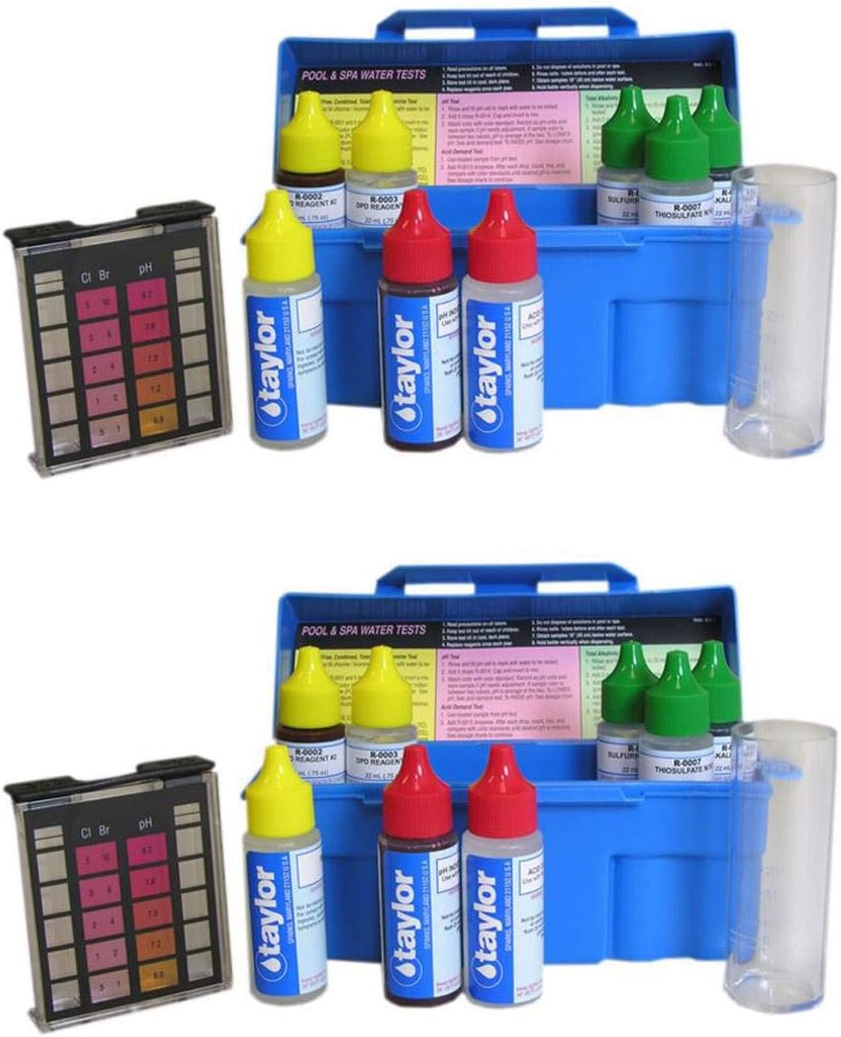Taylor Swimming Pool & Spa Water 4-in-1 Chlorine Bromine pH Test Kit (2 Pack)