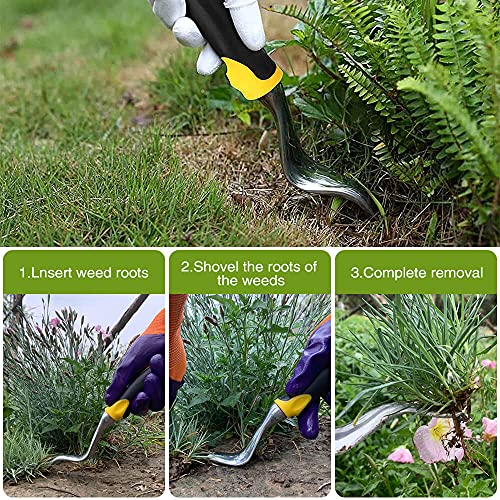 SUPERBEAR Garden Hand Weeder, 2 Pieces Weed Removal Tool with Ergonomic Handle Garden Weeding Tools for Garden Lawn Farmland Transplant