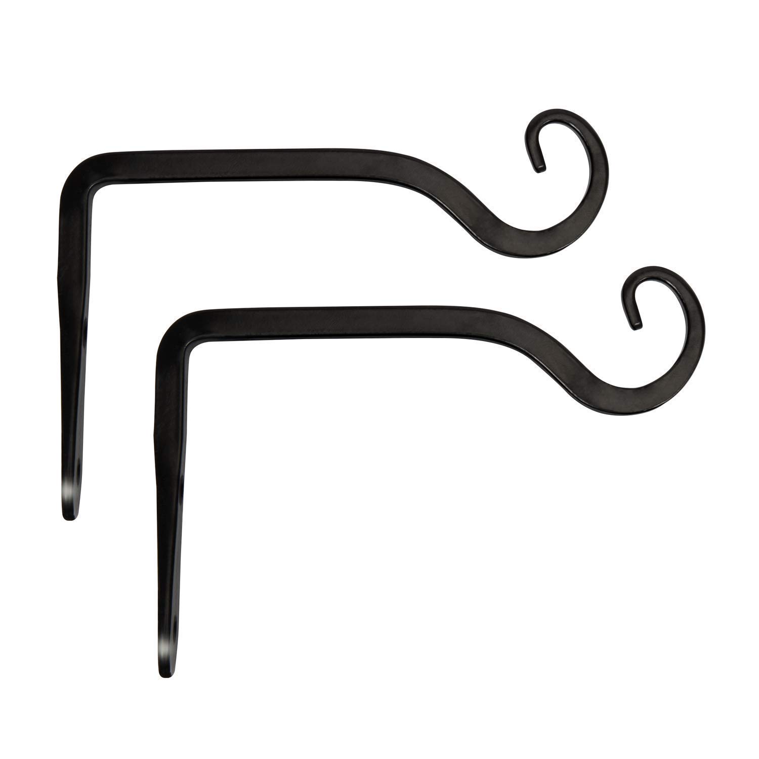 Ruiuzi 2Pack Wall Hanging Basket Bracket Plant Hooks Hanger Outdoor Indoor Heavy Duty with Screws for Hanging Planters, Lantern,Bird Feeder,Home Décor (Black,2pc)