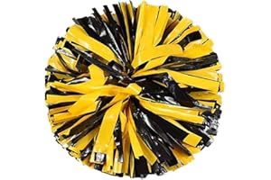 PUZINE 2pack/4pack 13" Cheerleading Metallic Foil & Plastic Ring Pom Poms Cheerleading Poms 100g