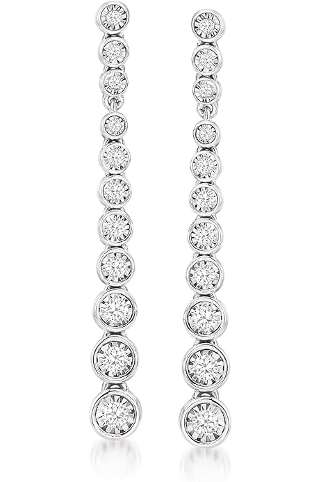 0.50 ct. t.w. Bezel-Set Diamond Drop Earrings in Sterling Silver