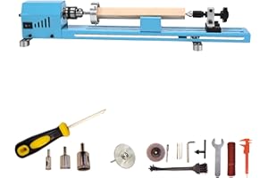 FESMTEK Mini Wood Lathe Machine Multi-Purpose Upgraded And Lengthened Processing Diameter 11inch Support Turning Cutting Sanding Polishing Wood, Professional Customized Tool Accessories