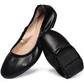 LM Women's Ballet Flats Round Toe Slip On Flats Shoes Casual Dress Shoes Foldable Portable Travel Ballet Flat