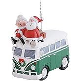 Cape Shore Santa and Mrs. Claus Riding on Top of Bus Christmas Holiday Ornament