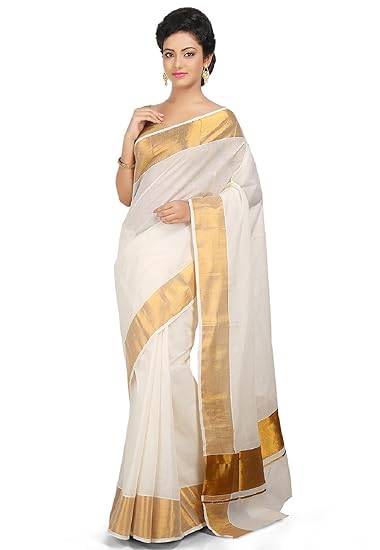 Women's Cotton Saree With Blouse Piece (SEL-01_White)