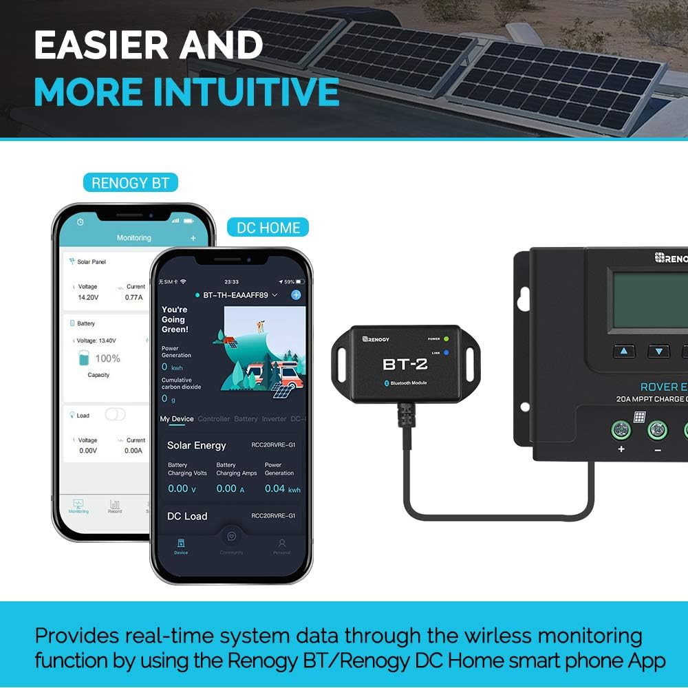 Renogy BT-2 Bluetooth Module RJ45 Communication Port Wirelessly Monitor and Adjust Compatible Solar Charge Controllers, RS485 : Garden & Outdoor