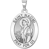PicturesOnGold.com Saint Naomi Oval Religious Medal - 1/2 X 2/3 Inch Size of Dime, Sterling Silver