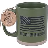 Lighthouse Christian Products One Nation Under God American Flag Green 16 Ounce Ceramic Mug