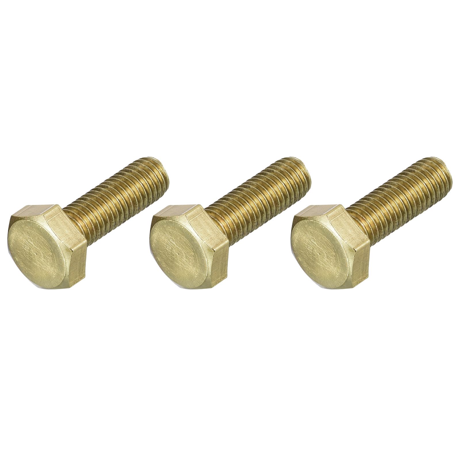 METALLIXITY Hex Head Screw Bolt (M10-1.5x35mm) 3Pcs, Brass Fully Threaded Solid Brass Hex Bolts Machine Screws - for Machinery Repair