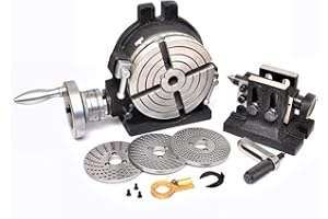 HV6 Horizontal and Vertical Rotary Table 6" inches (150mm) - 4 slots with double tailstock and dividing plates For Milling Ma