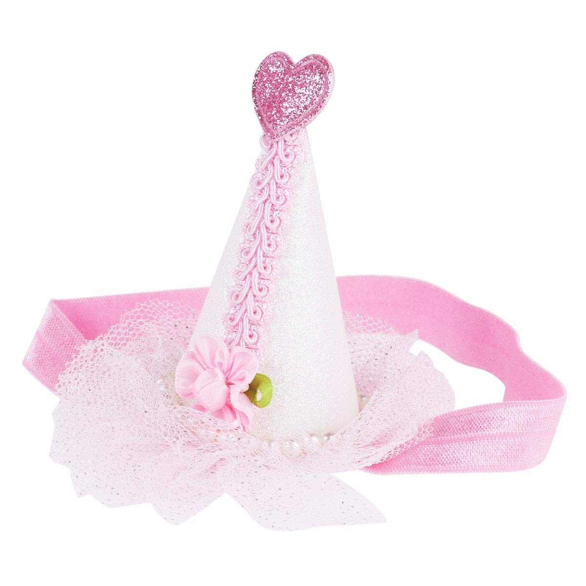 CHICTRY Baby Girls Birthday Cone Hats Glitter Adorable Pink Lace 