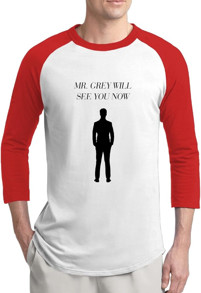 Fifty Shades Of Grey Mr. Grey Will See You Now Mens Nerd 100% Cotton 3/4 Sleeve Athletic Baseball Raglan Sleeves T-Shirt