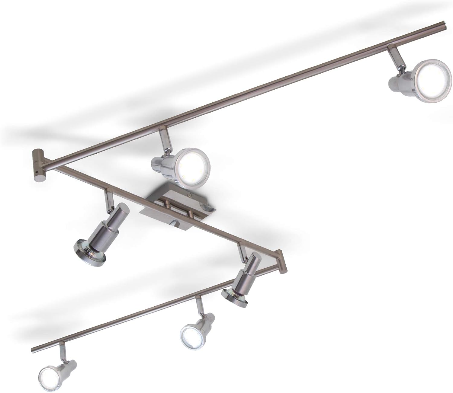 B.K.Licht LED Ceiling Light, 70,8 in, rotatable Spots, 5W GU10 Bulbs Included, 400Lm Each, Warm White 3000K